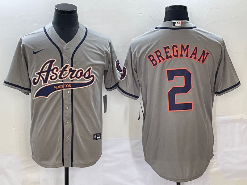 Men's Houston Astros Alex Bregman #2 Gray Replica Jerseys Joint Edition