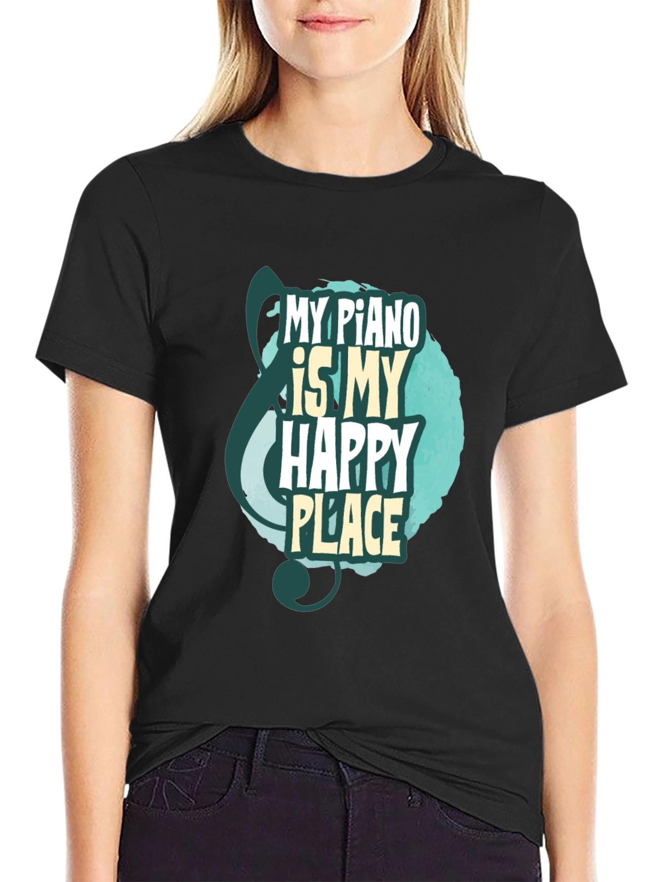 Piano Is My Happy Place T-Shirt Music Lover Tee