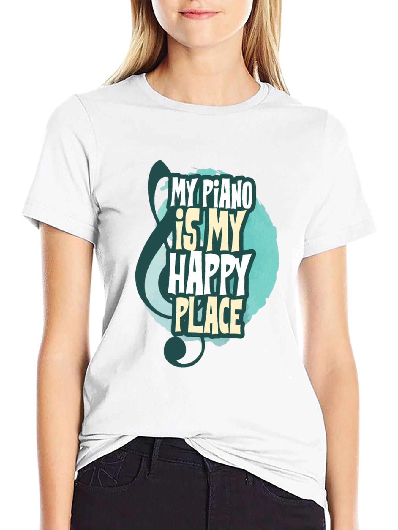 Piano Is My Happy Place T-Shirt Music Lover Tee
