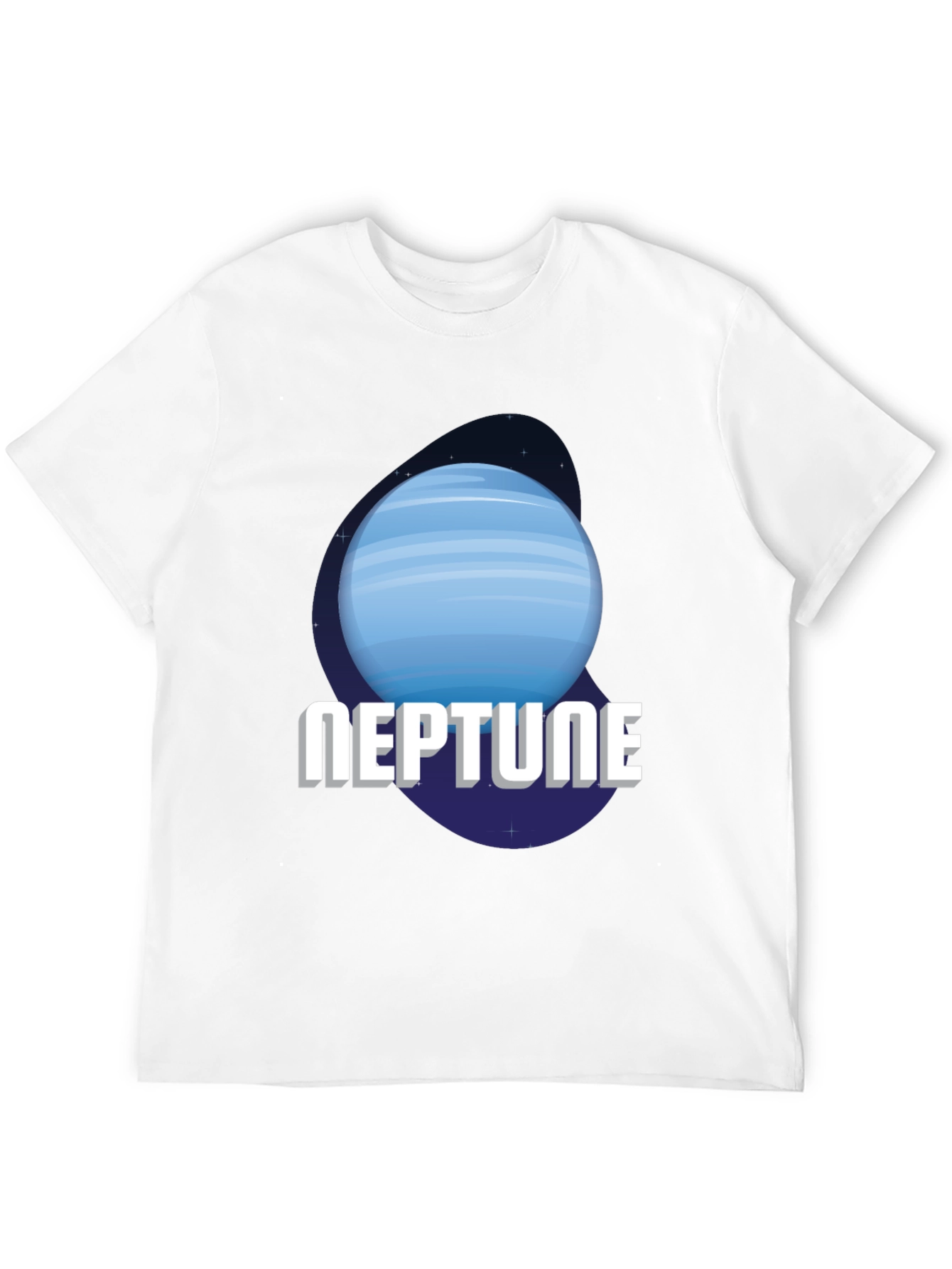 Neptune Planet Graphic Tee - Black Cotton T-Shirt