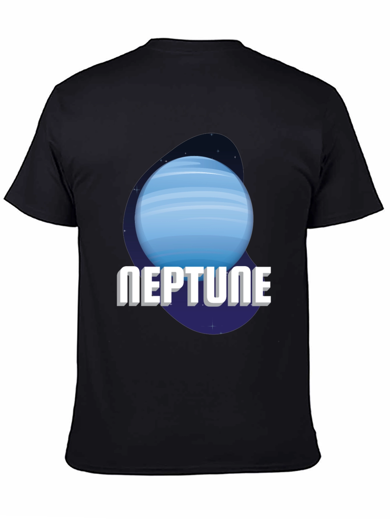 Neptune Planet Graphic Tee - Black Cotton T-Shirt