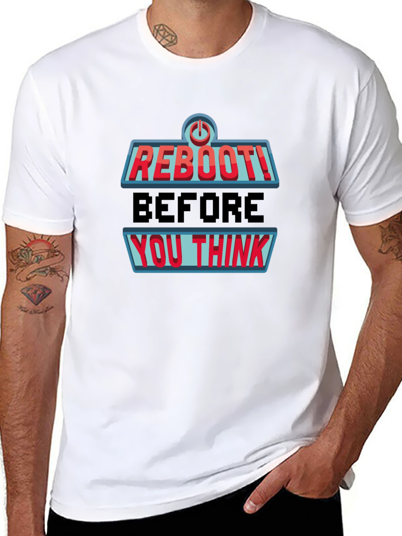 Reboot Before You Think Novelty Graphic Tee