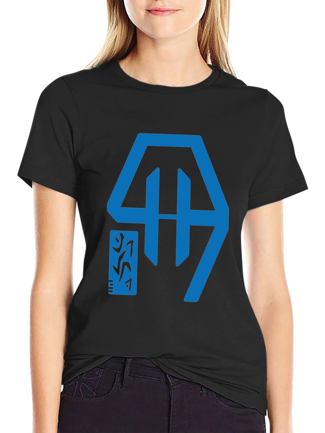 Geometric Graphic Tee - Modern Blue Design