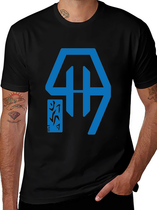 Geometric Graphic Tee - Modern Blue Design