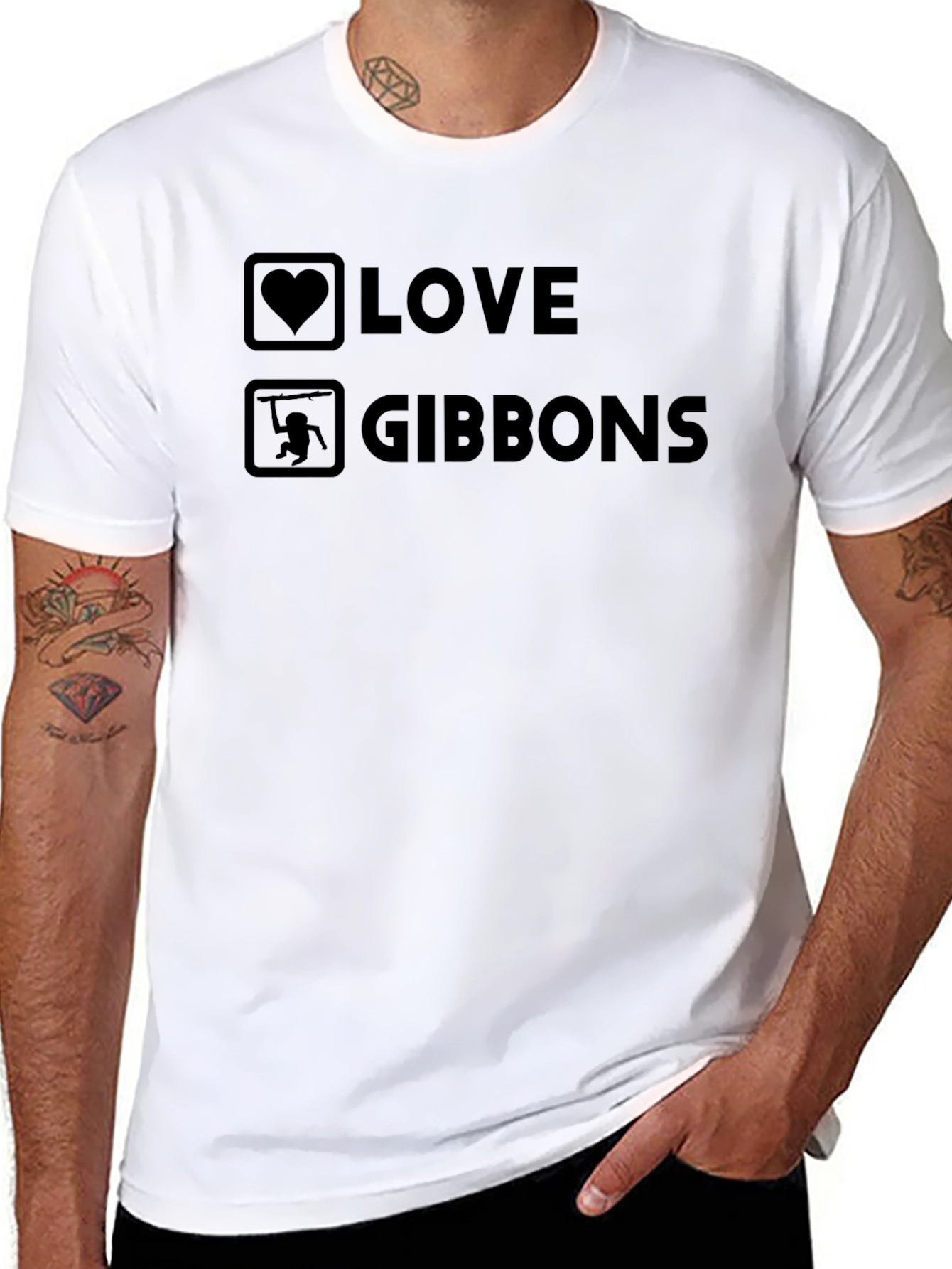 I Love Gibbons Graphic T-Shirt - Unisex Crew Neck