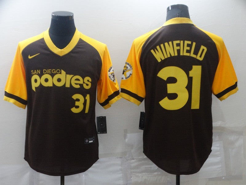 Men's San Diego Padres Dave Winfield #31 Brown Stitched Jerseys
