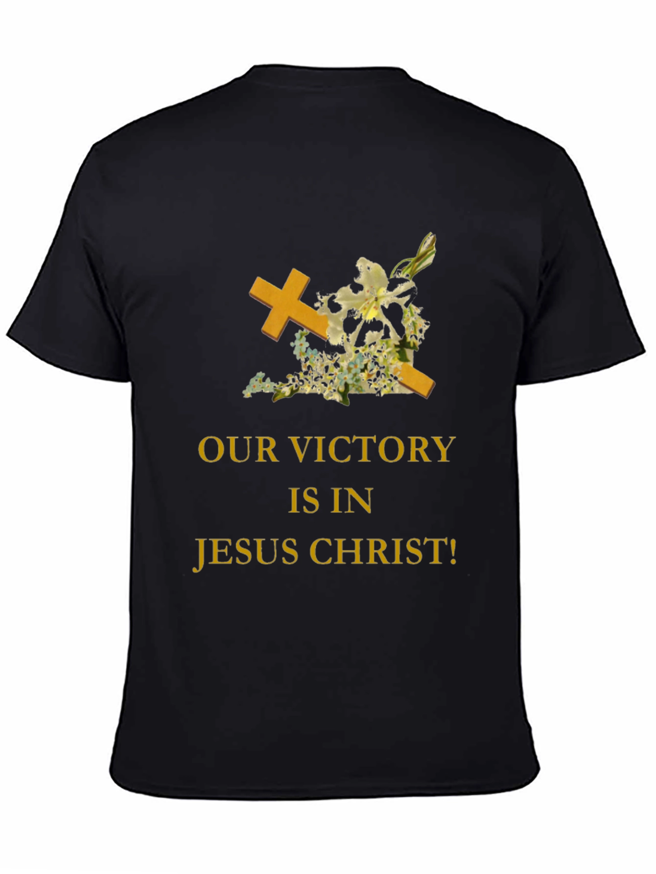 Faith-Based Black T-Shirt: Jesus Christ Victory Design