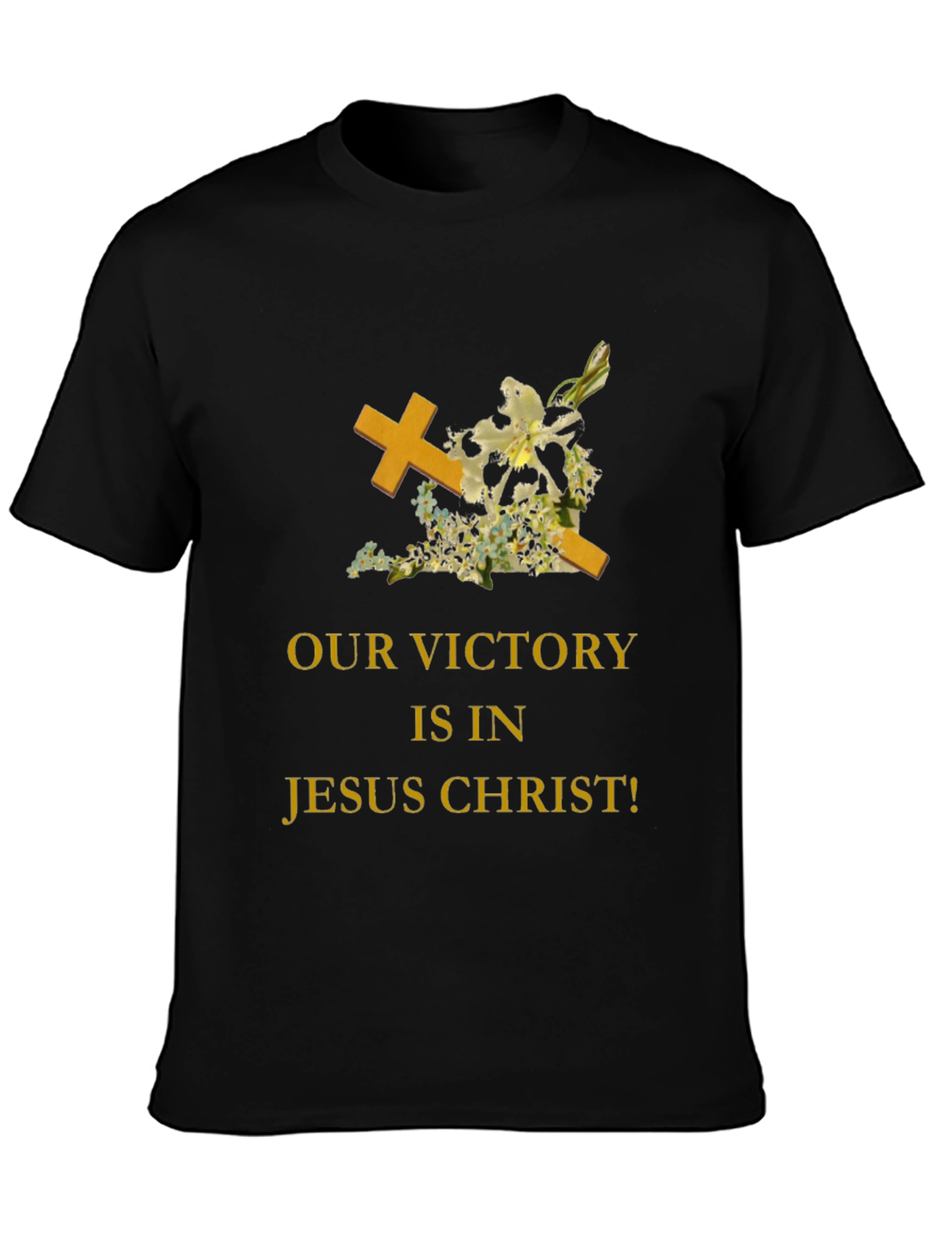 Faith-Based Black T-Shirt: Jesus Christ Victory Design