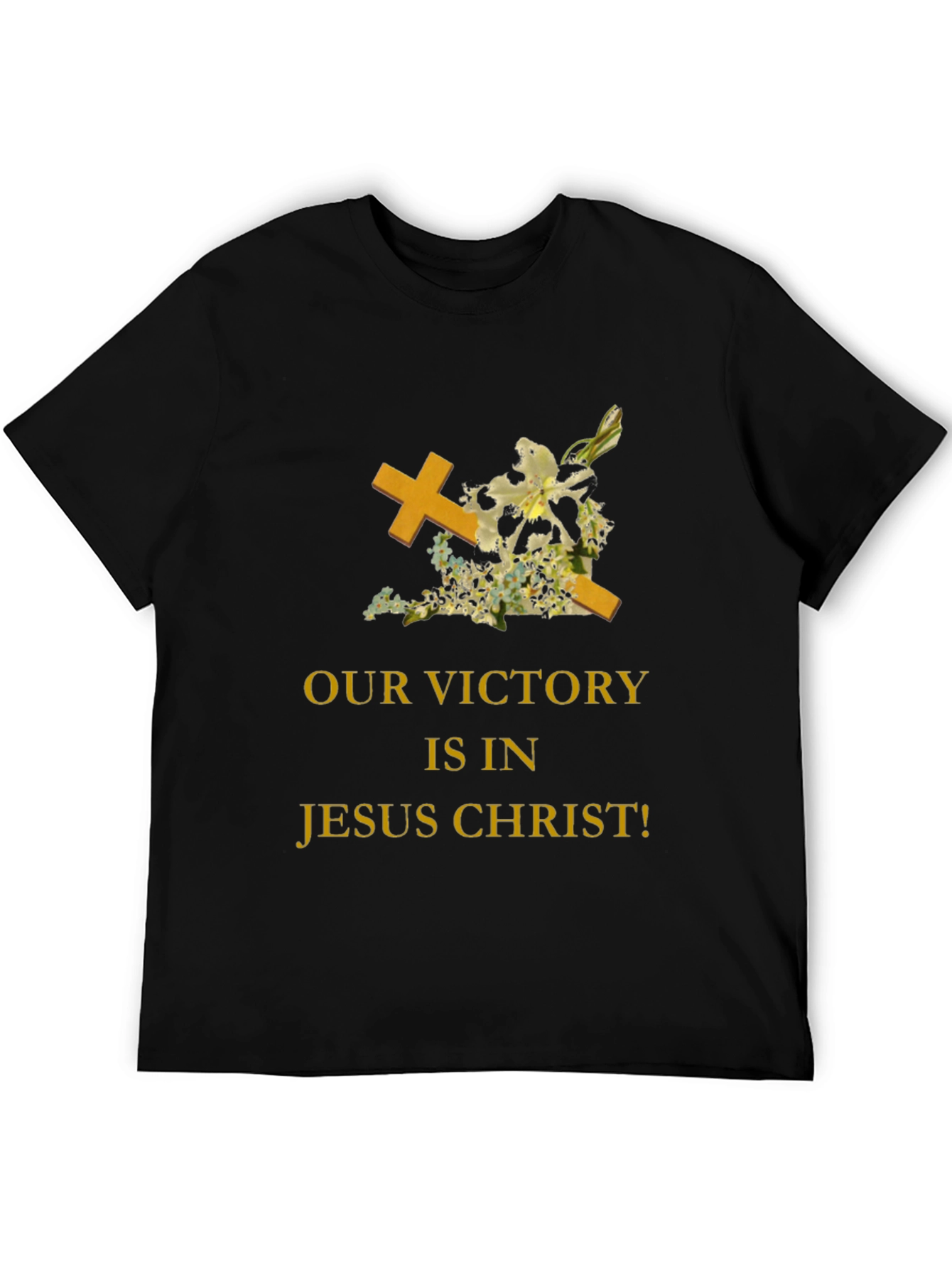 Faith-Based Black T-Shirt: Jesus Christ Victory Design