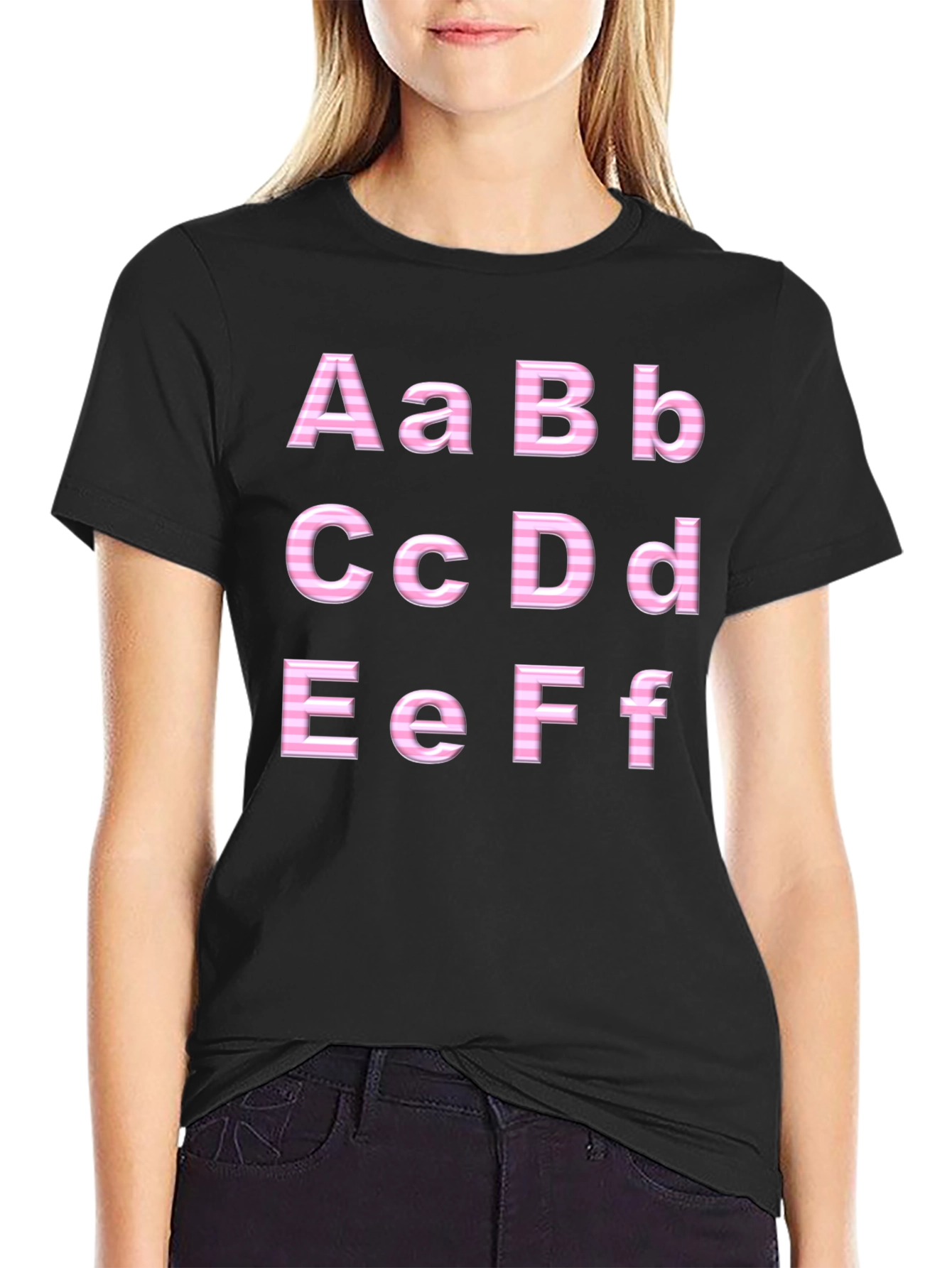 Alphabet Print Black T-Shirt