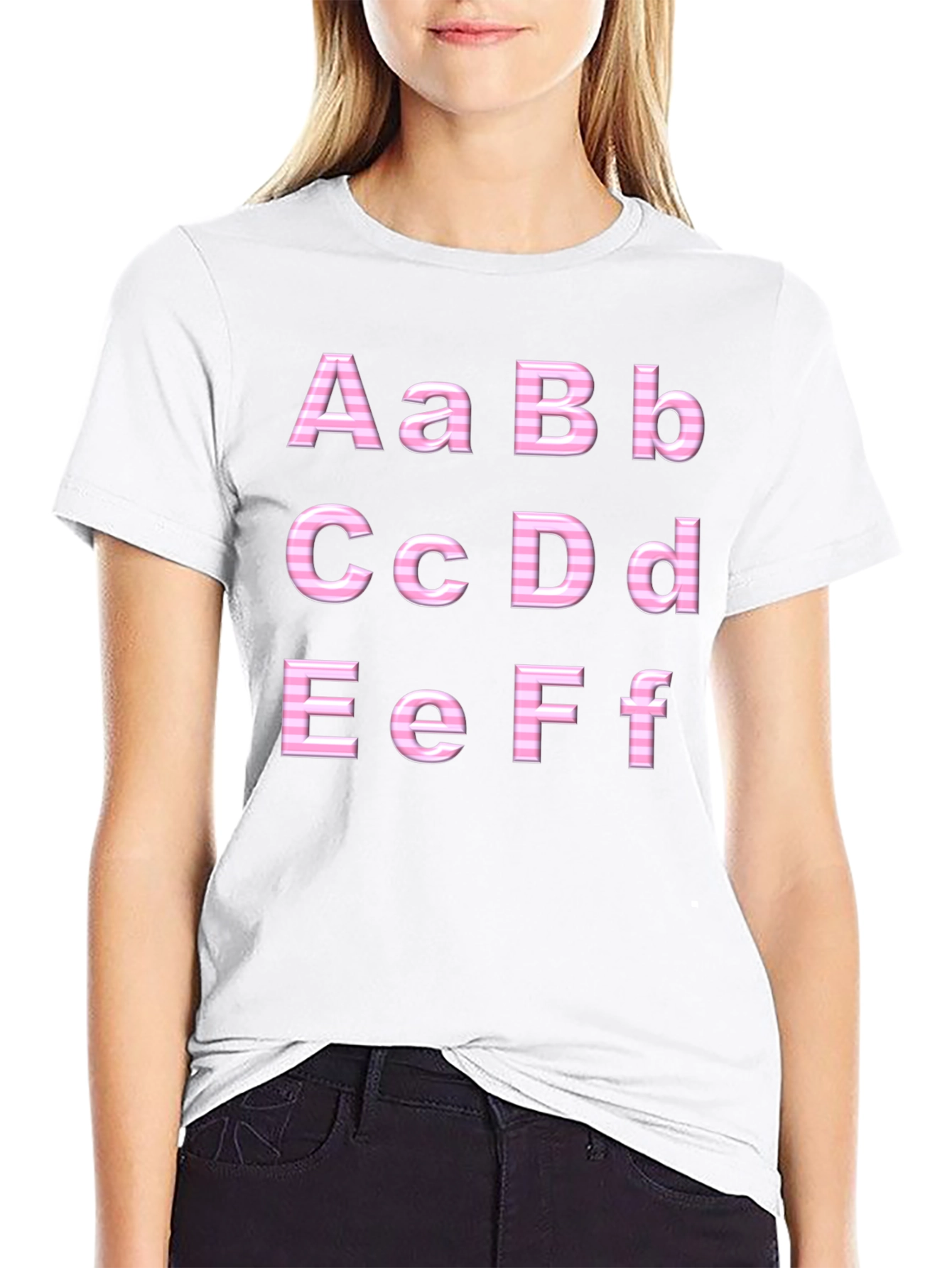 Alphabet Print Black T-Shirt