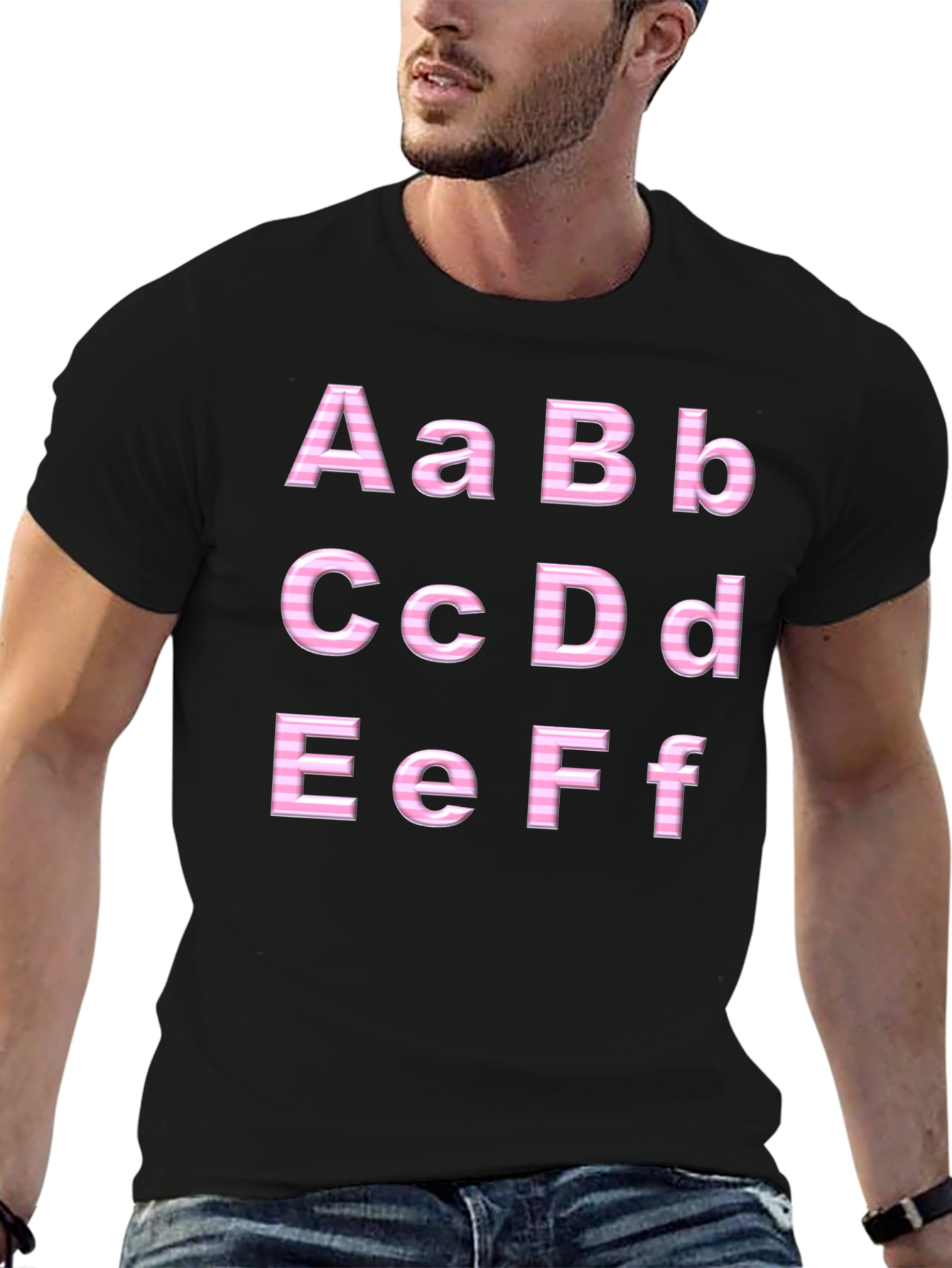 Alphabet Print Black T-Shirt