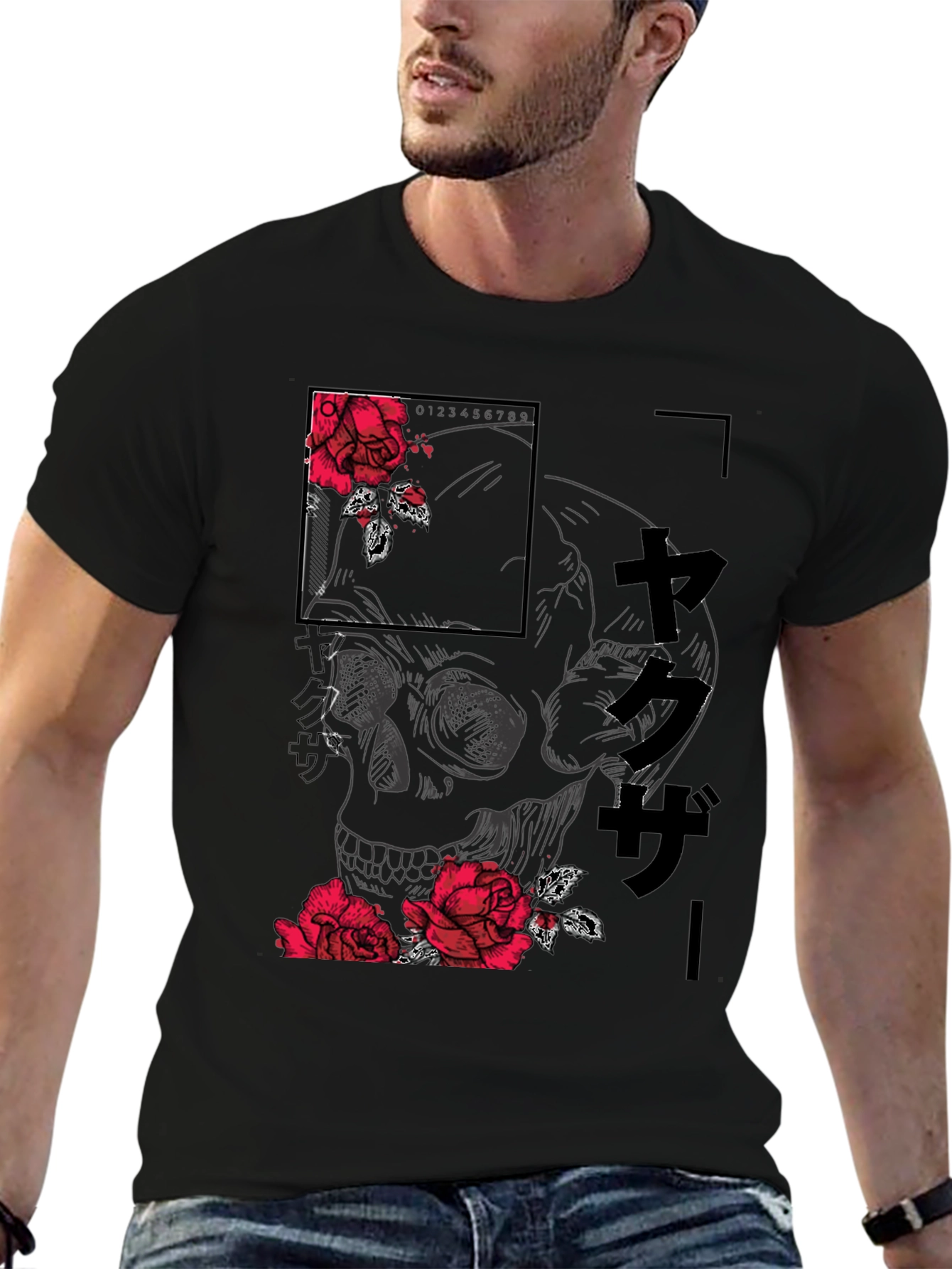 Skull & Roses Graphic Print Tee