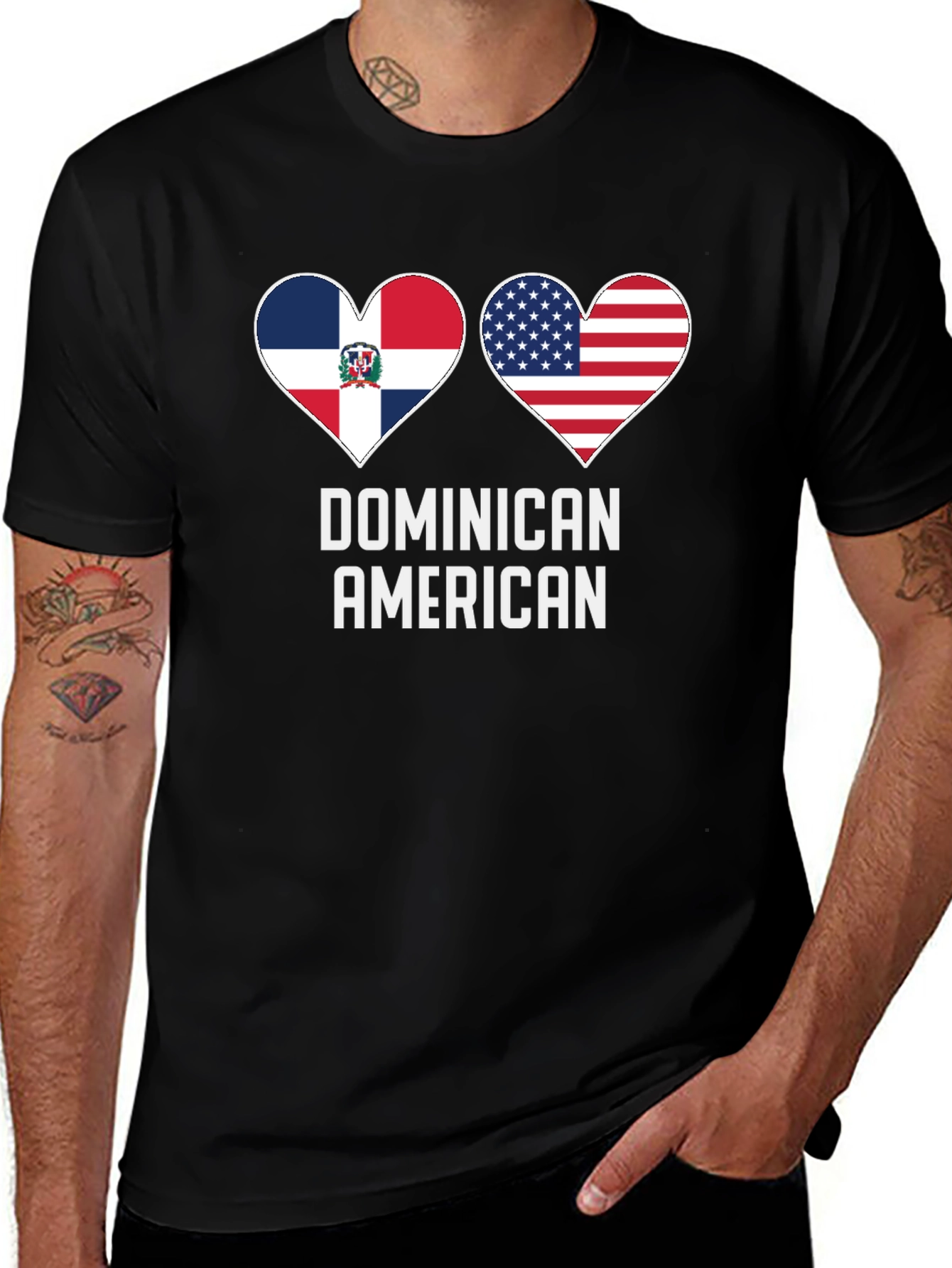 Dominican American Flag Heart T-Shirt