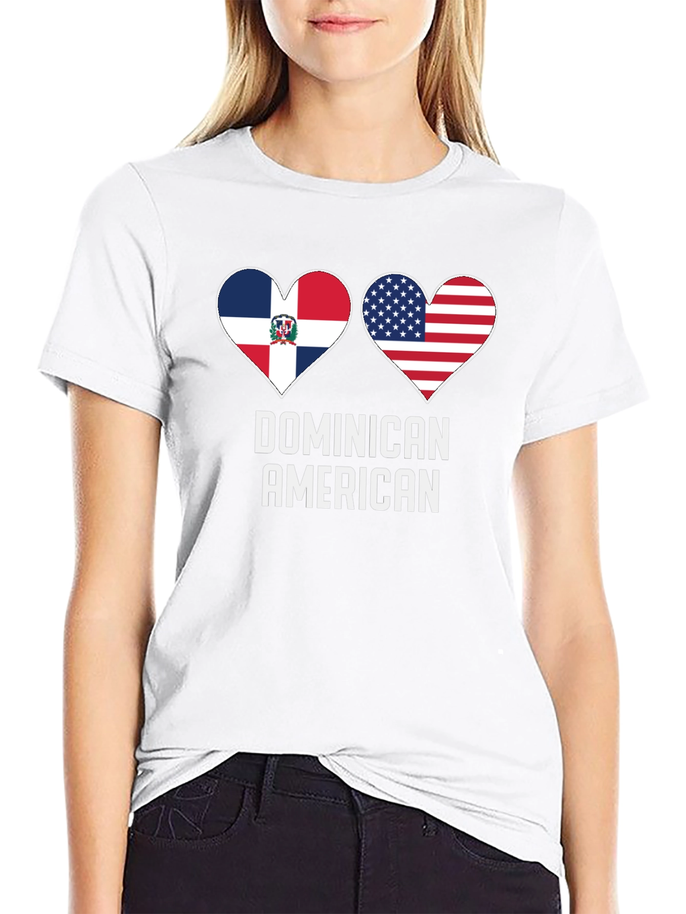 Dominican American Flag Heart T-Shirt