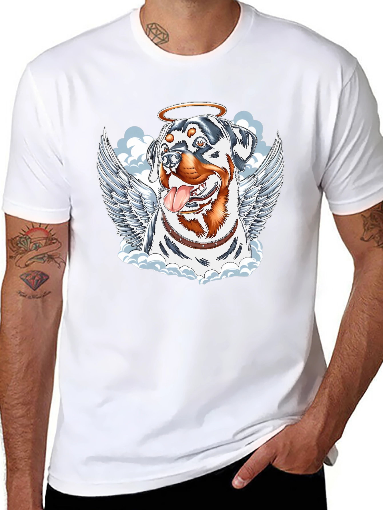 Angel Dog Graphic Tee - Rottweiler with Wings