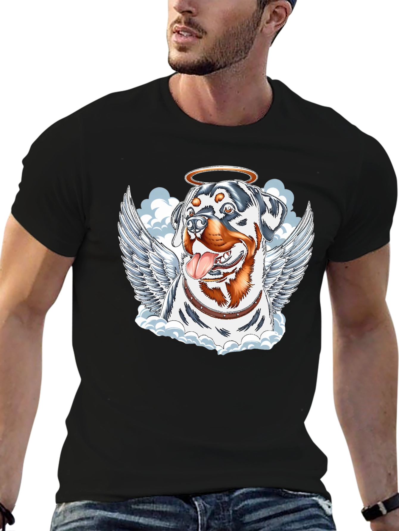 Angel Dog Graphic Tee - Rottweiler with Wings