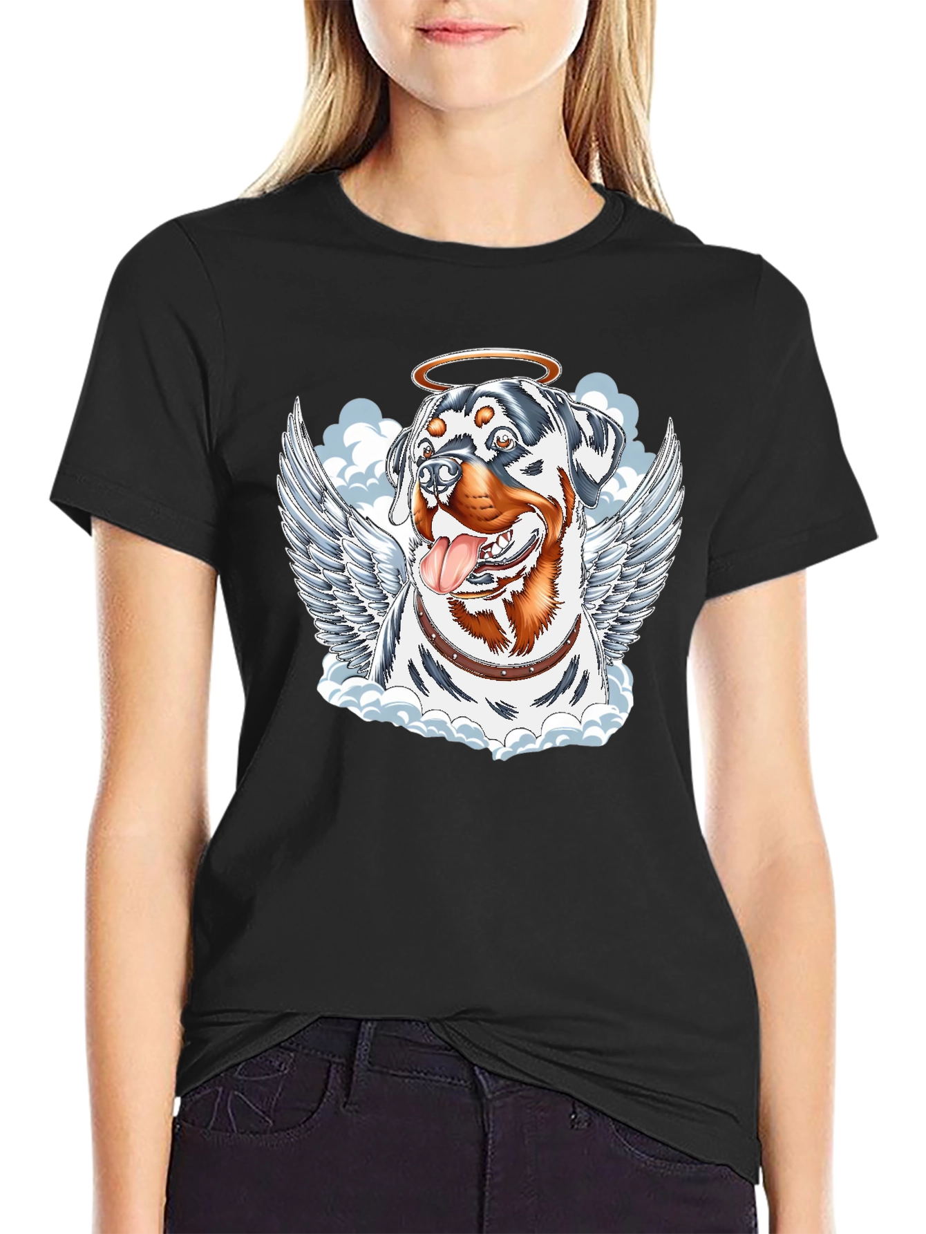Angel Dog Graphic Tee - Rottweiler with Wings