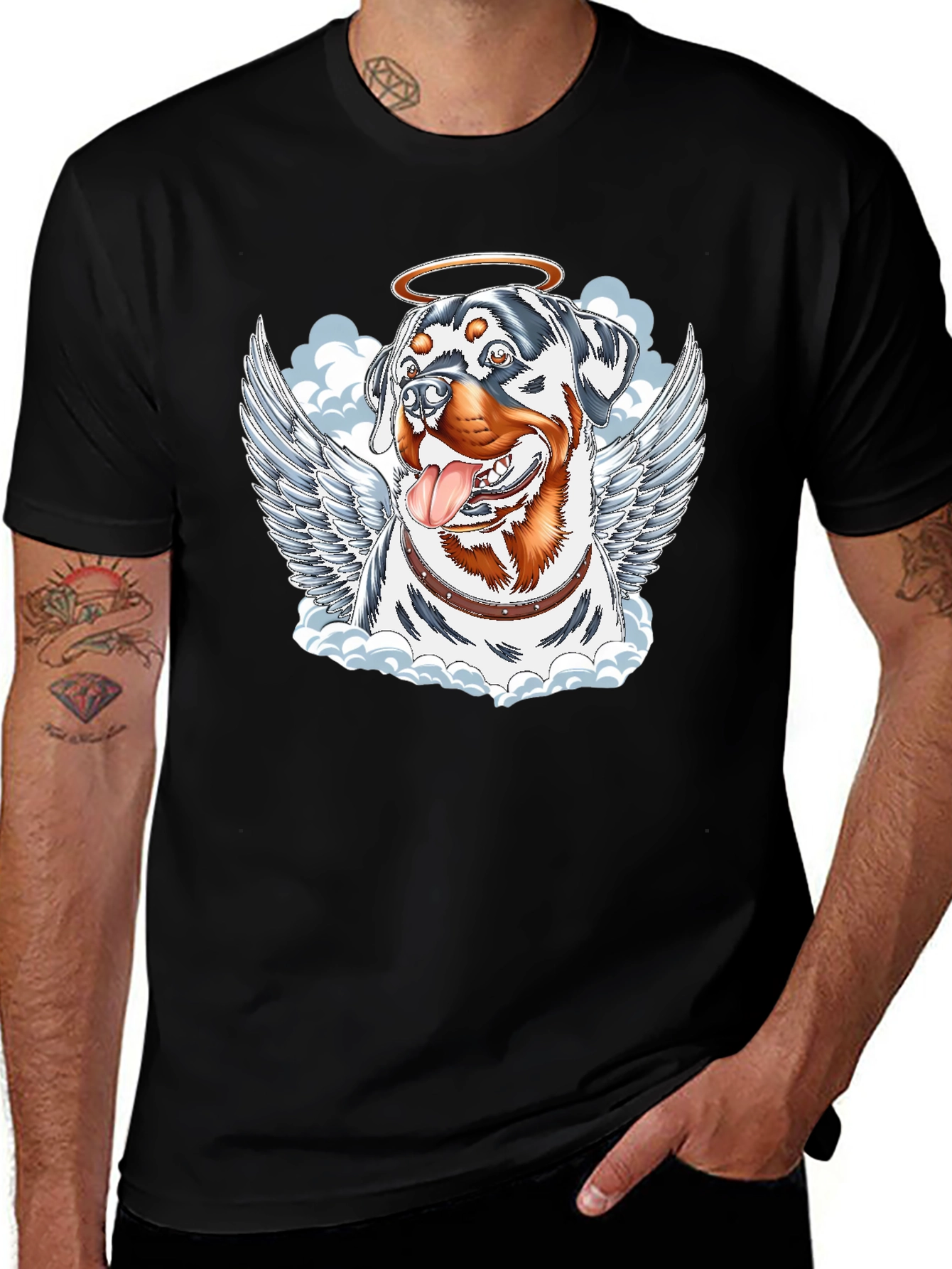 Angel Dog Graphic Tee - Rottweiler with Wings