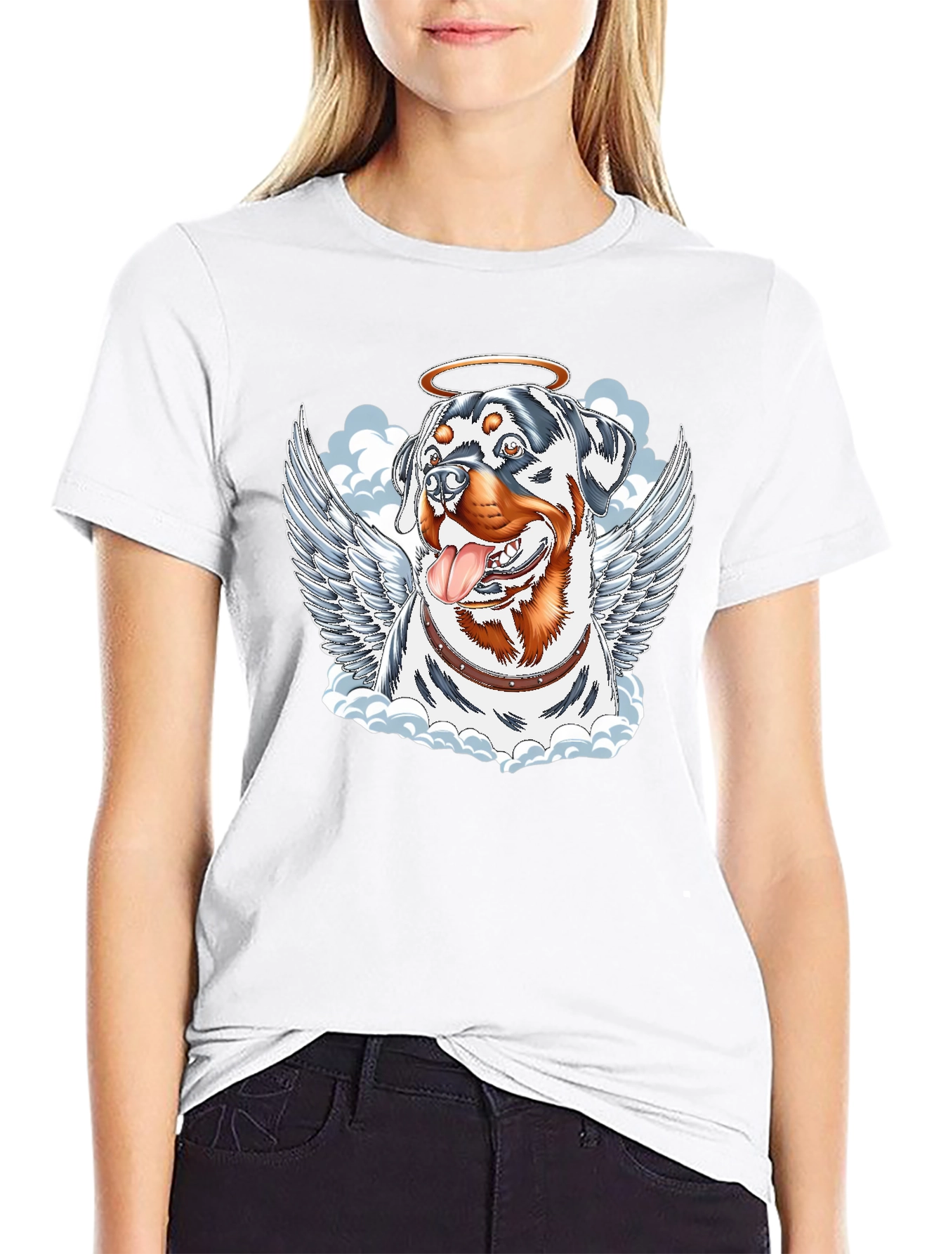 Angel Dog Graphic Tee - Rottweiler with Wings