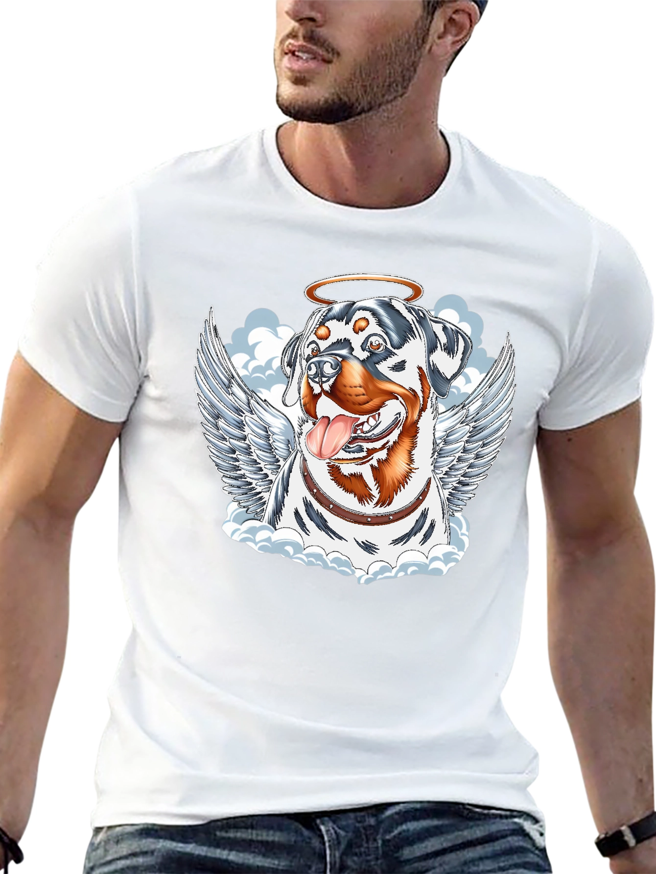 Angel Dog Graphic Tee - Rottweiler with Wings