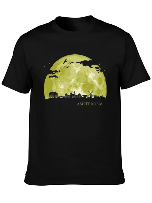 Amsterdam Moon T-Shirt - Black Graphic Tee
