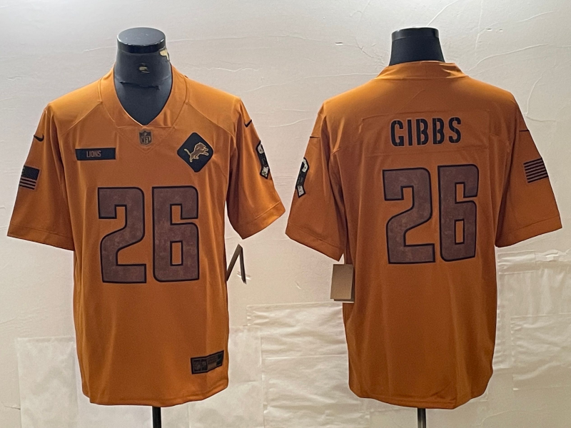 Men's Detroit Lions Jahmyr Gibbs #26 Brown 2023 Salute To Service Limited Jerseys