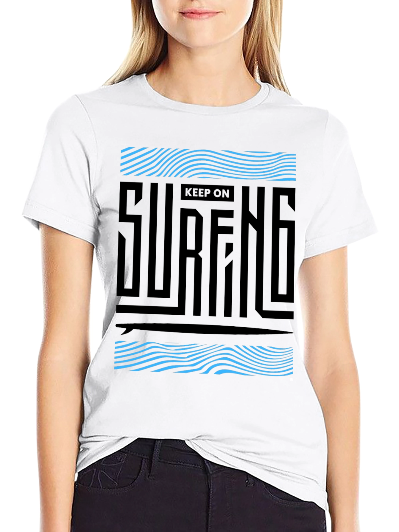 Keep On Surfing Graphic Black Tee