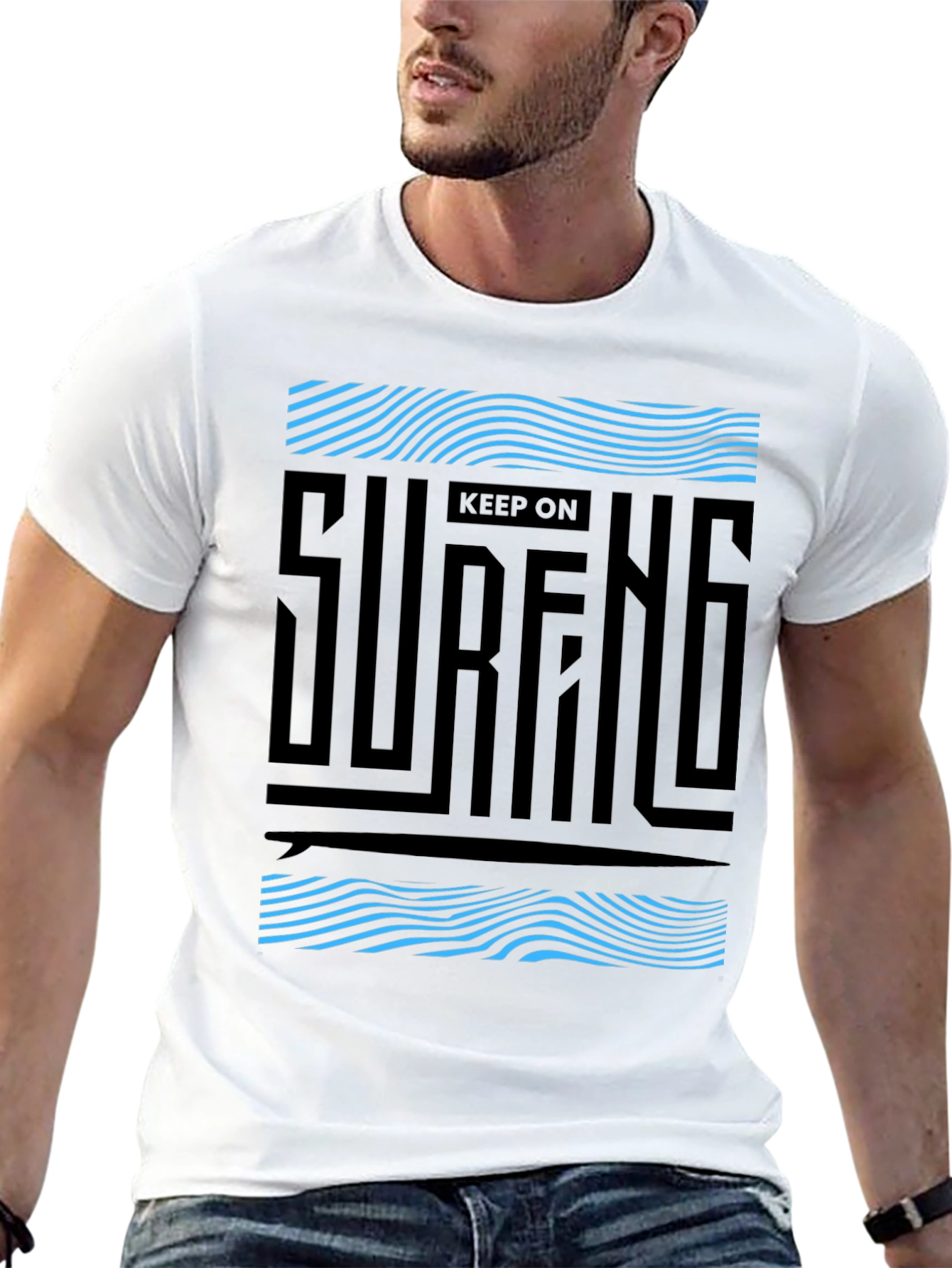 Keep On Surfing Graphic Black Tee
