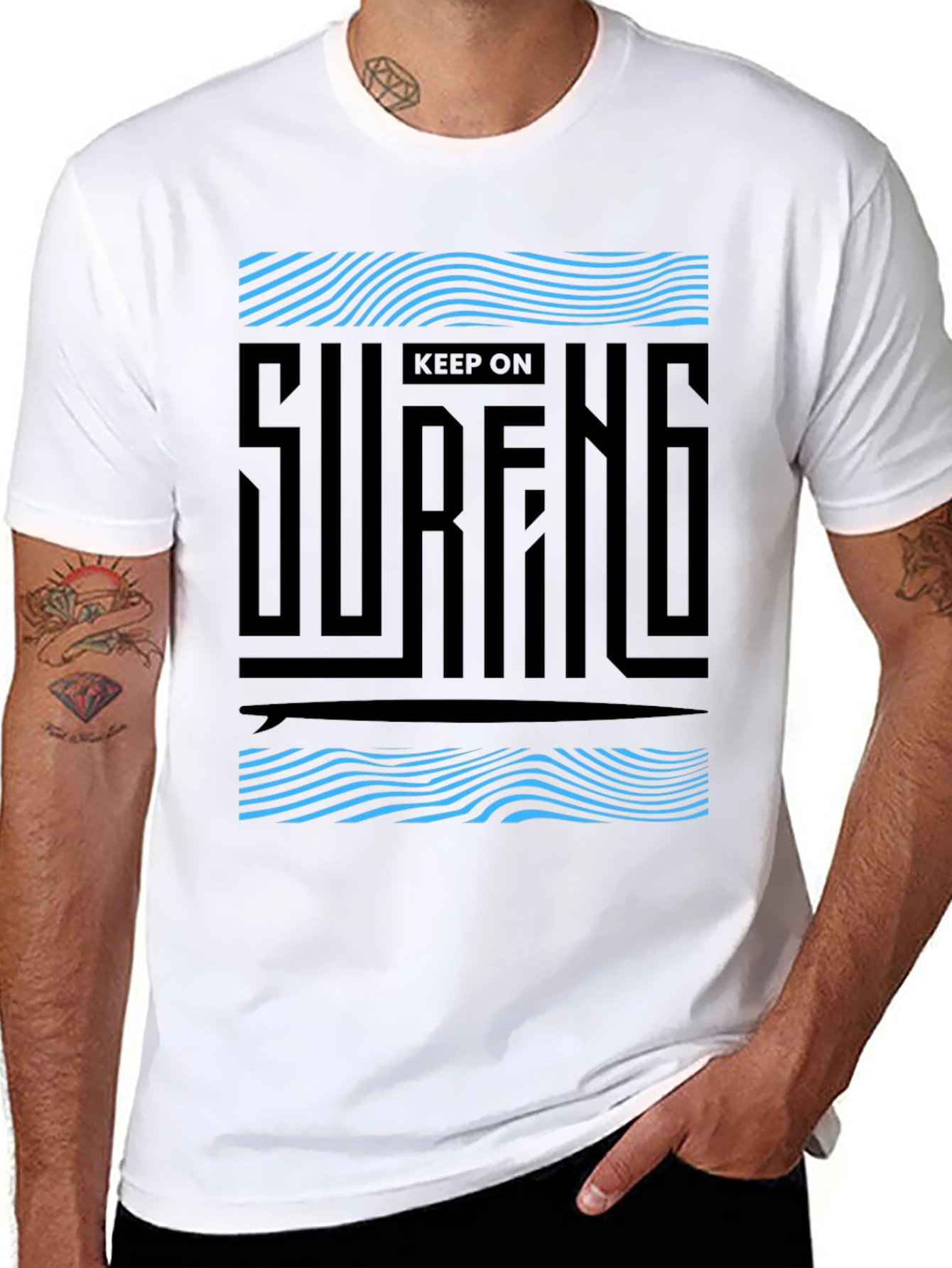 Keep On Surfing Graphic Black Tee