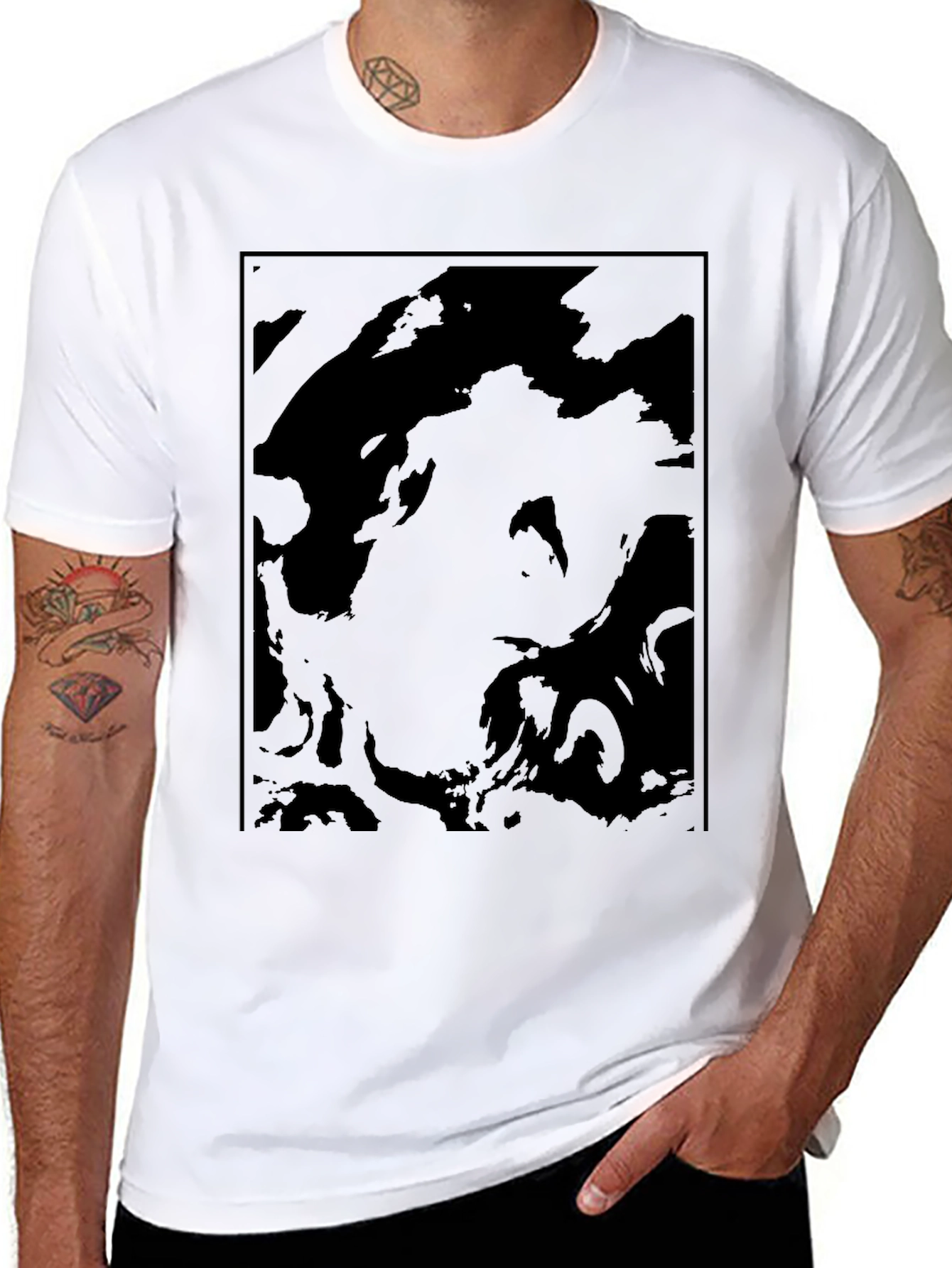 Abstract Black Graphic Tee - Modern Casual Wear