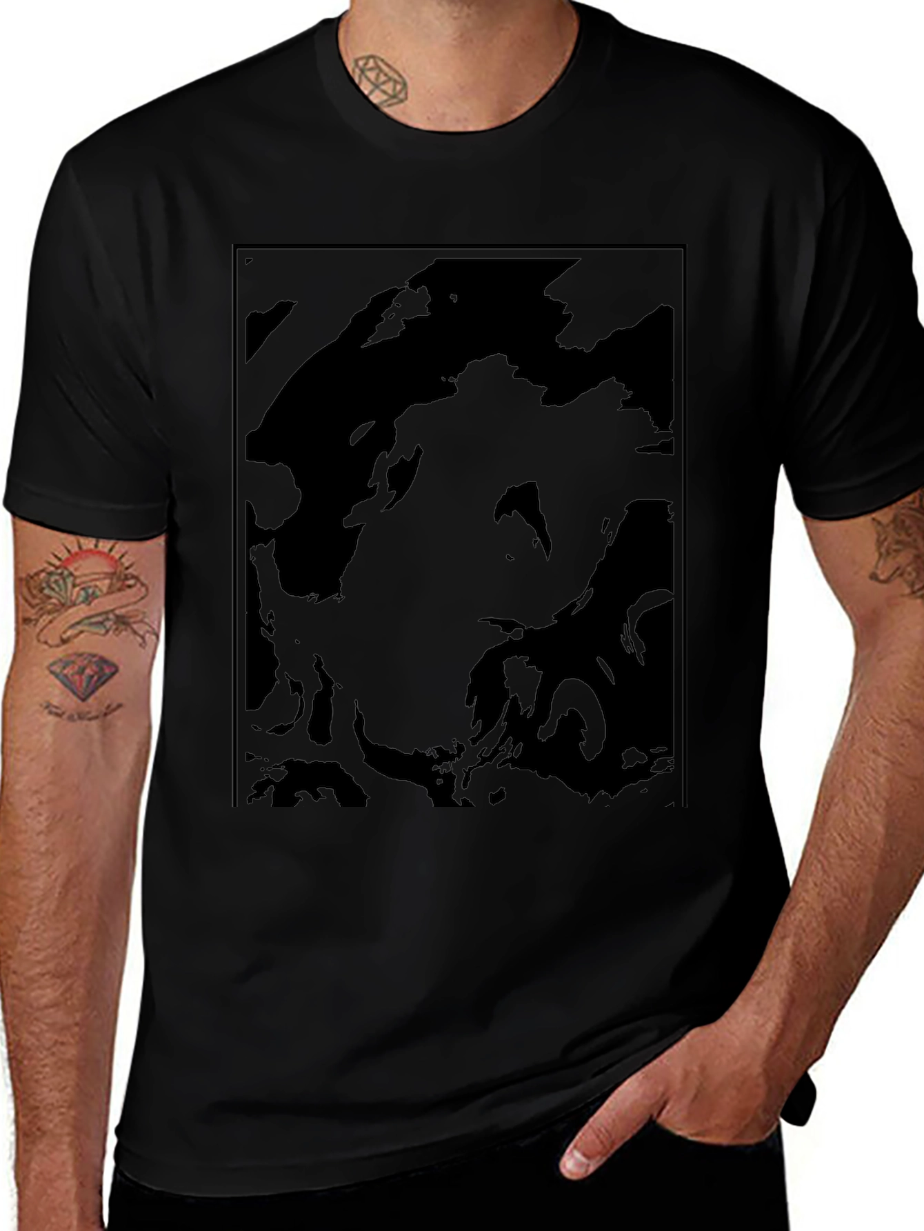 Abstract Black Graphic Tee - Modern Casual Wear