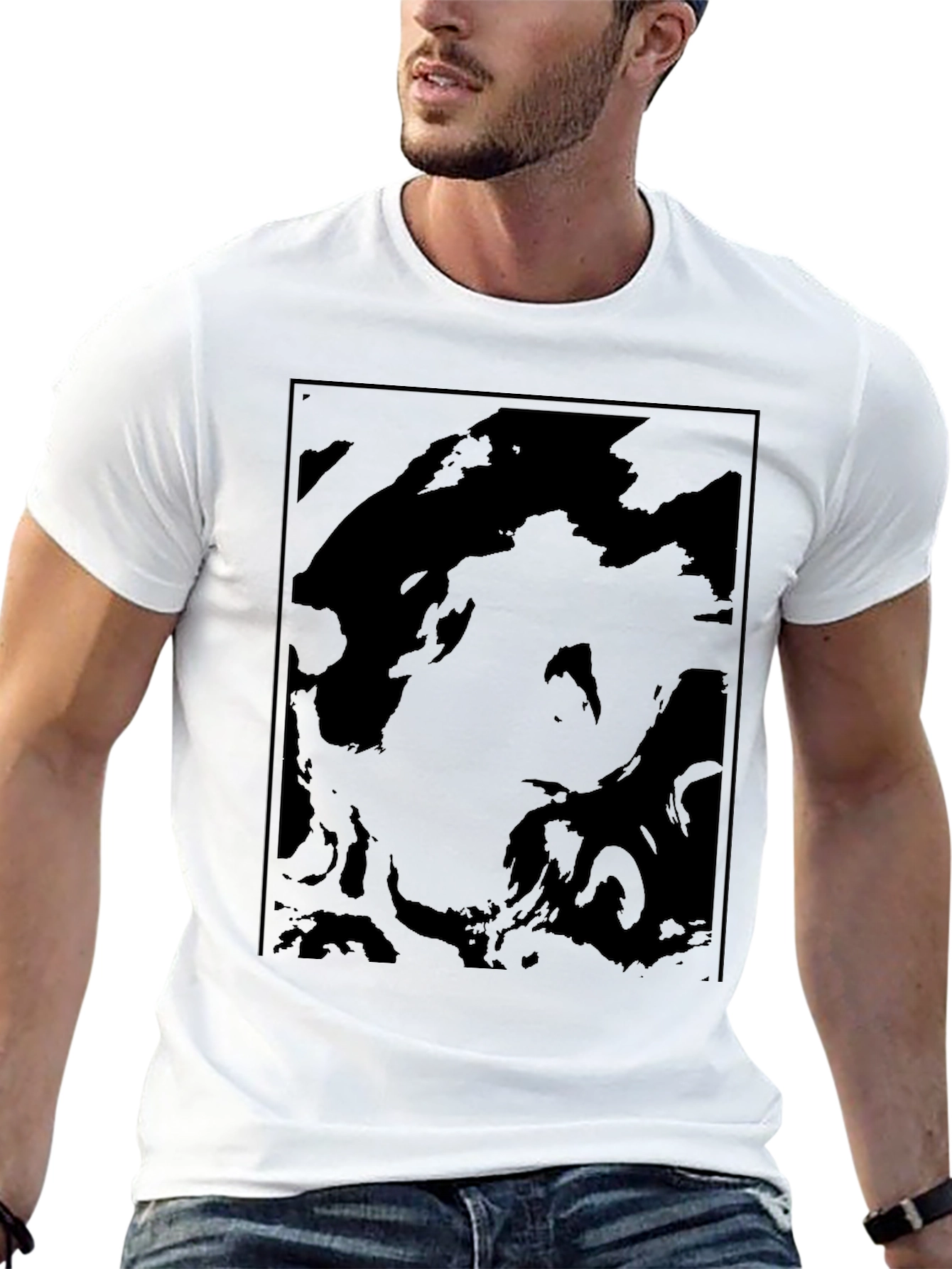 Abstract Black Graphic Tee - Modern Casual Wear