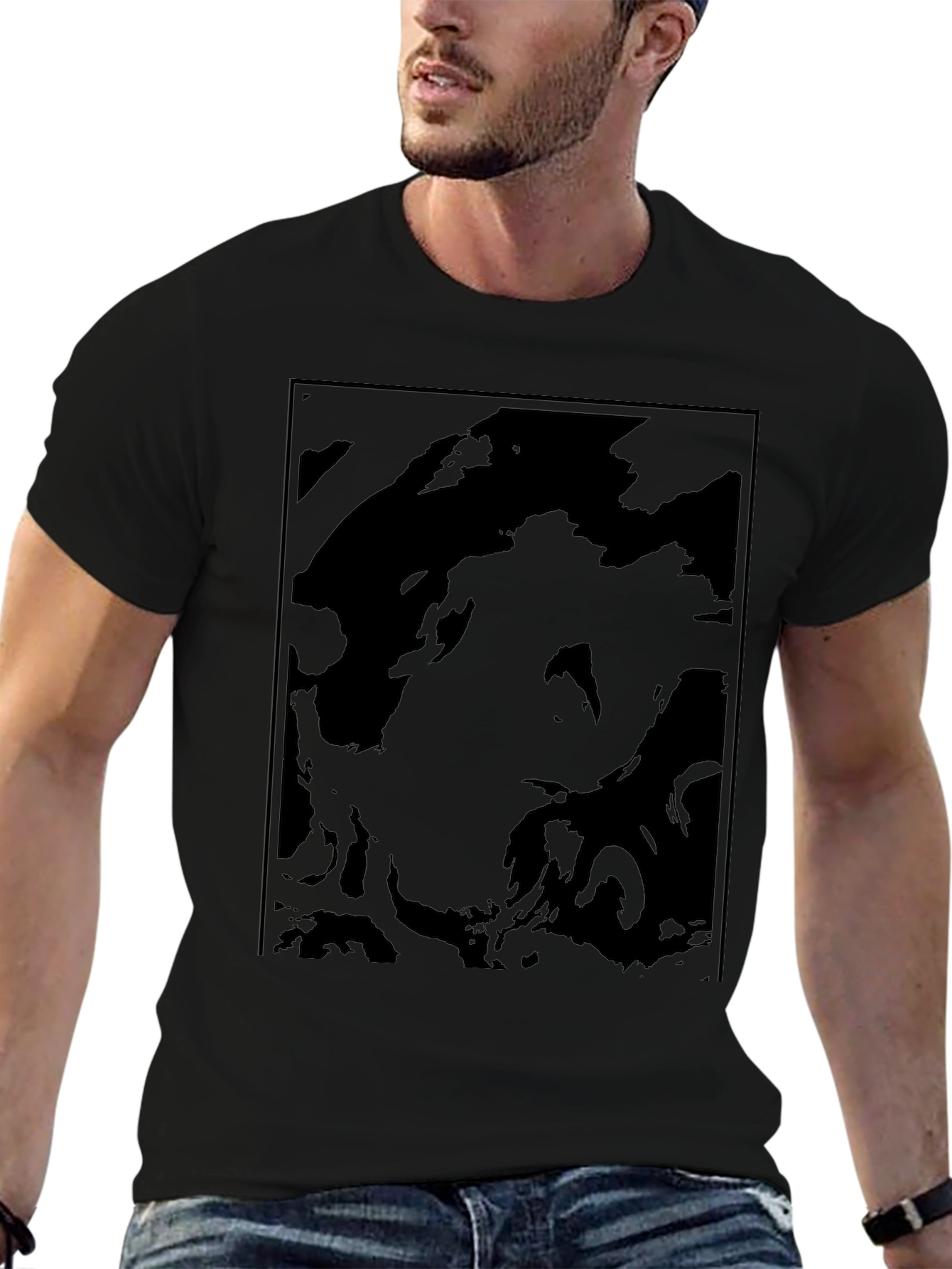 Abstract Black Graphic Tee - Modern Casual Wear