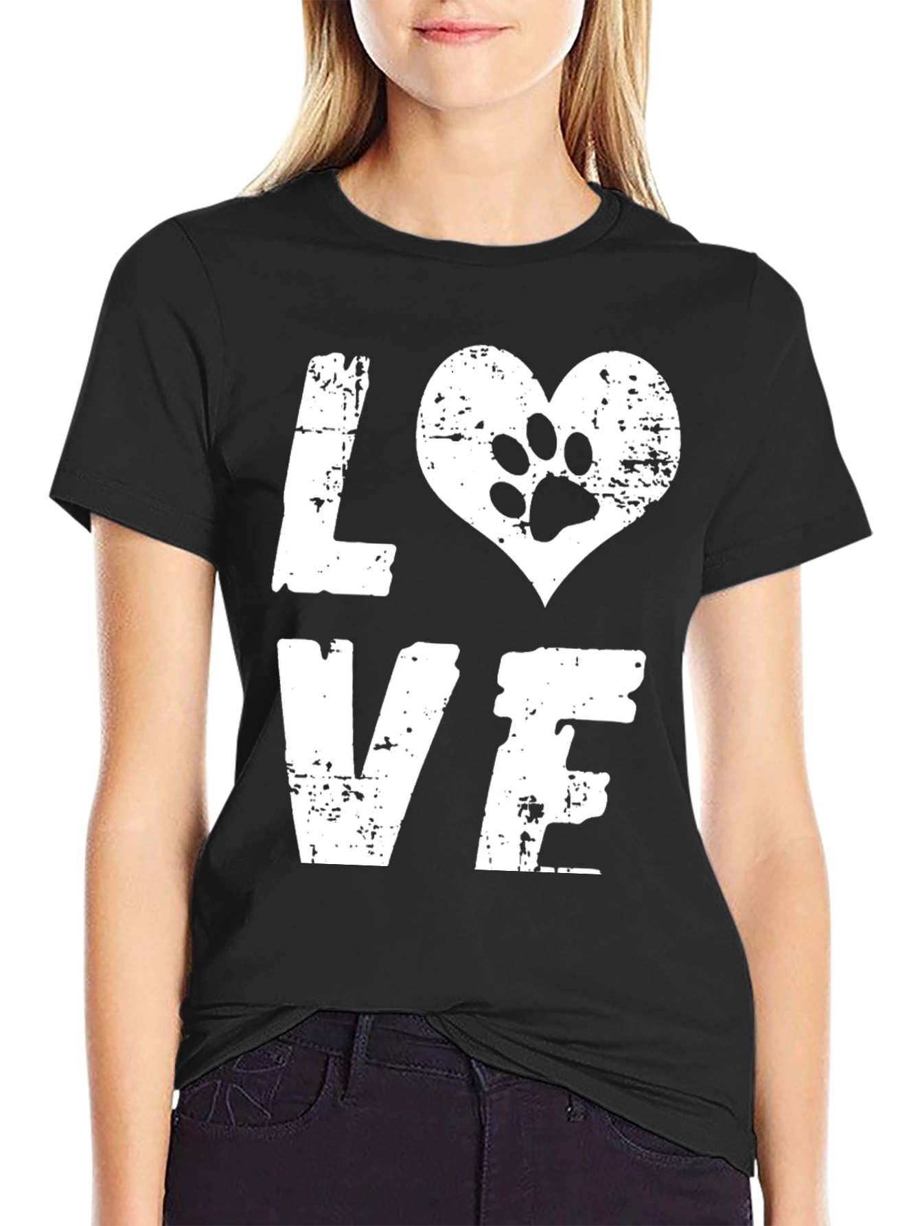 LOVE Dog Paw Print T-Shirt - Animal Lover Tee