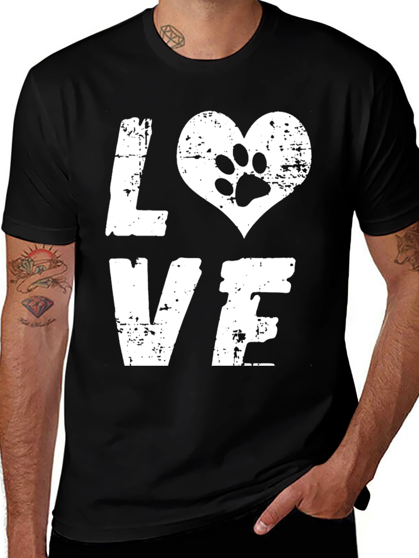 LOVE Dog Paw Print T-Shirt - Animal Lover Tee