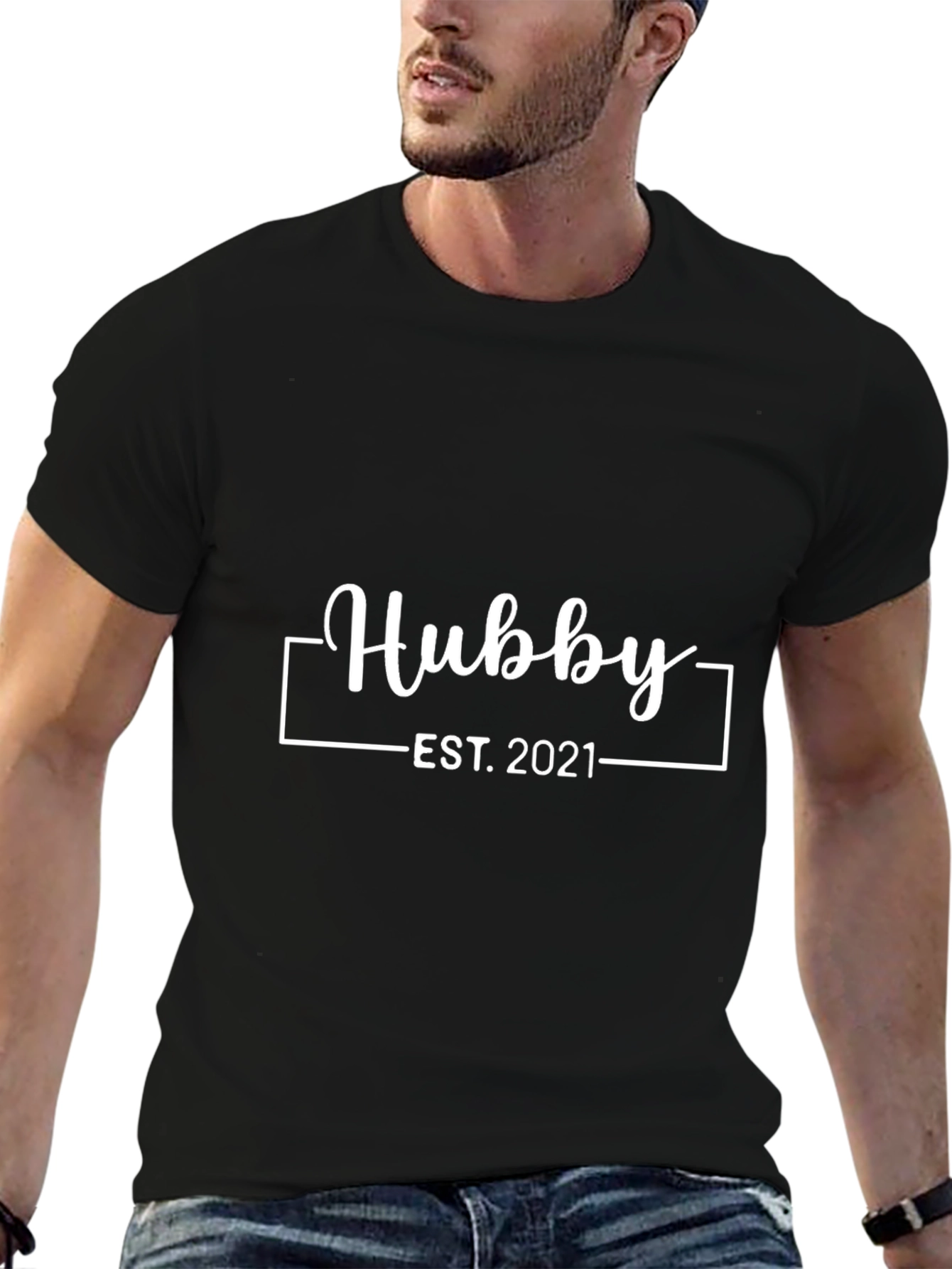 Hubby Est. 2021 Black T-Shirt