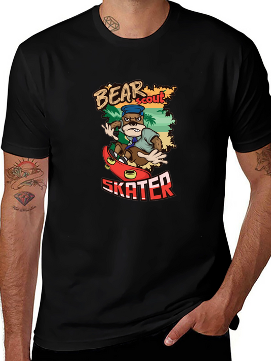 Bear Scout Skater T-Shirt Cartoon Graphic Tee