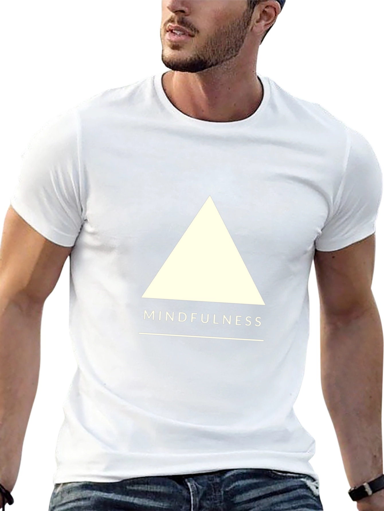 Mindfulness Triangle Graphic Tee - Soft Black Cotton