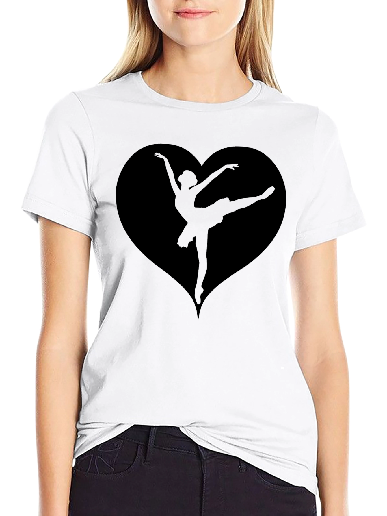Ballerina Heart T-Shirt - Mens Black Graphic Tee