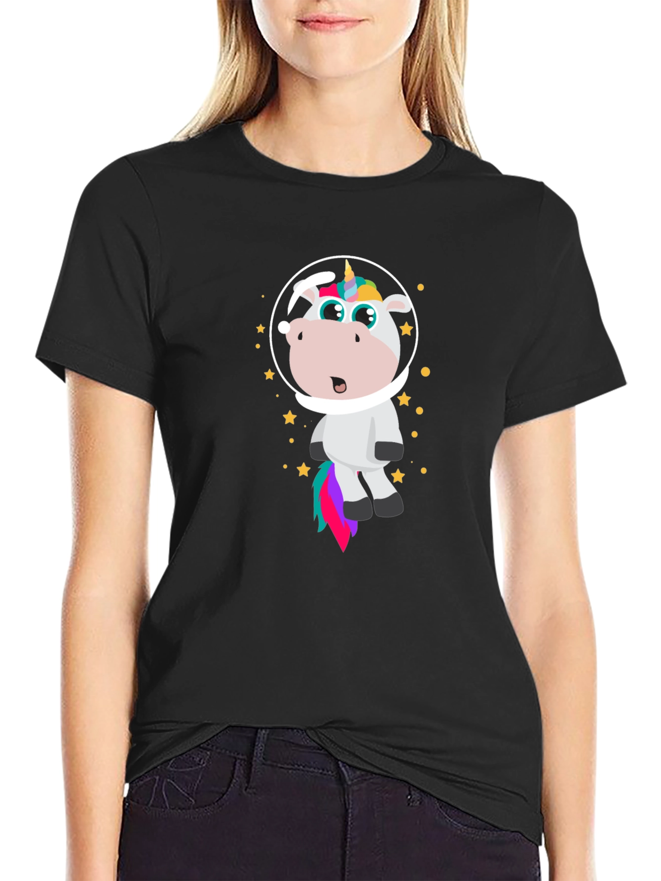 Astronaut Unicorn Graphic Tee - Black