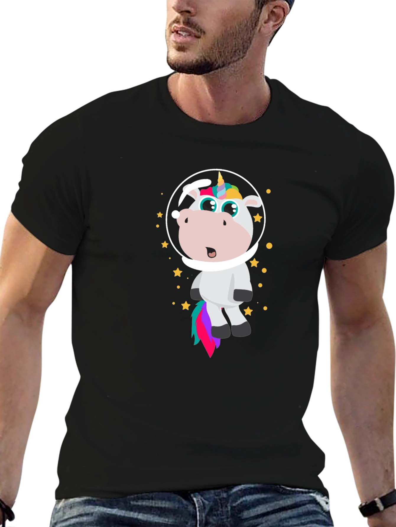 Astronaut Unicorn Graphic Tee - Black