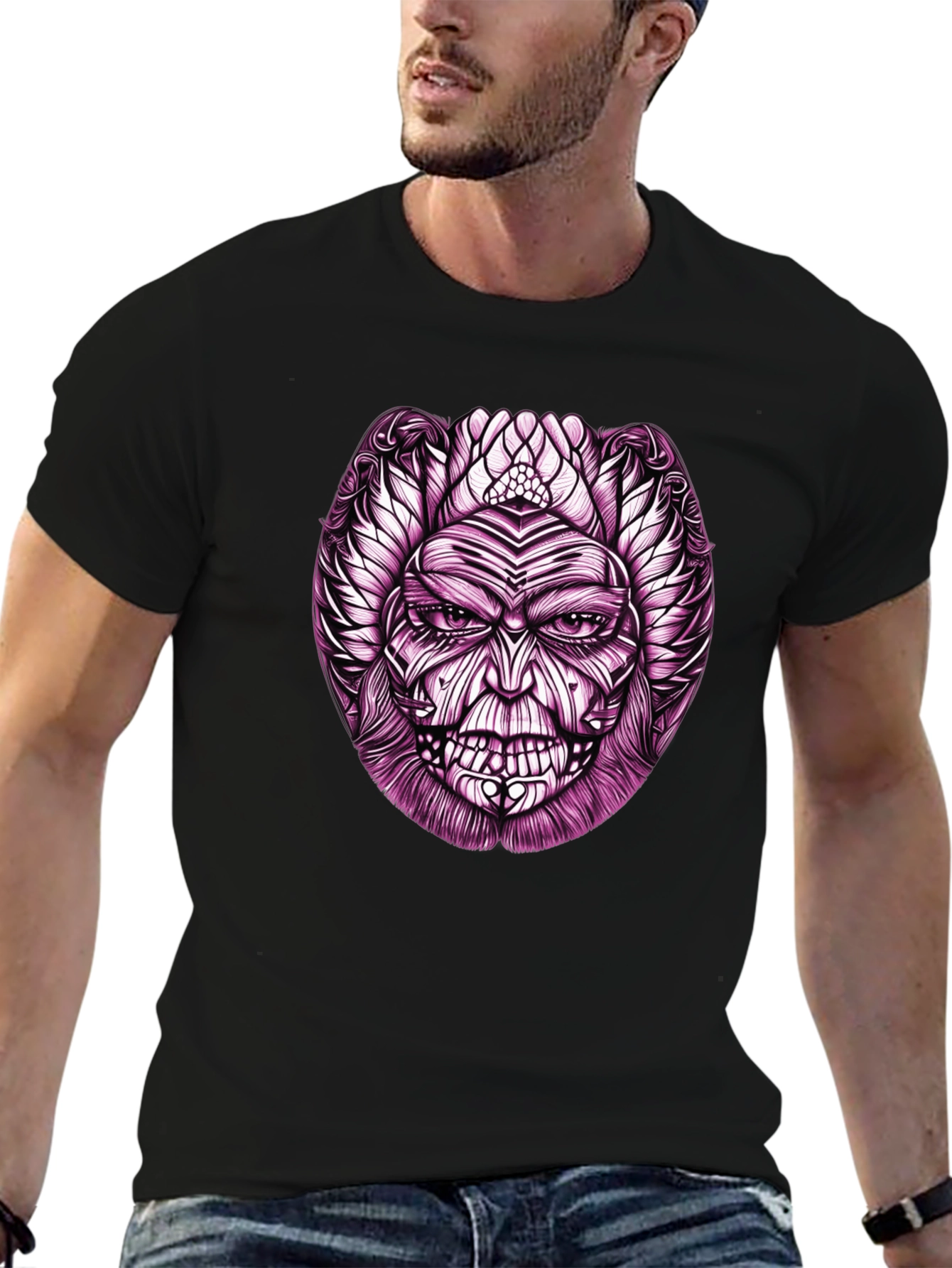 Mens Graphic Tee - Mystic Mask Design