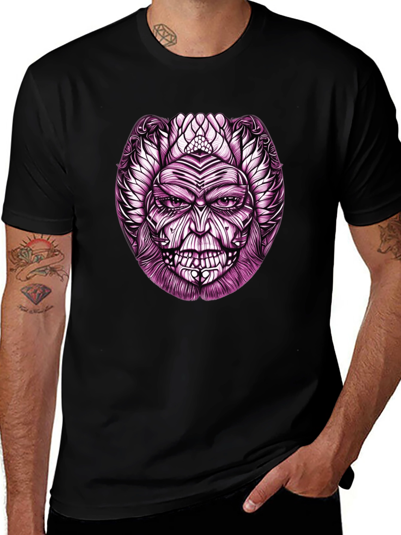 Mens Graphic Tee - Mystic Mask Design