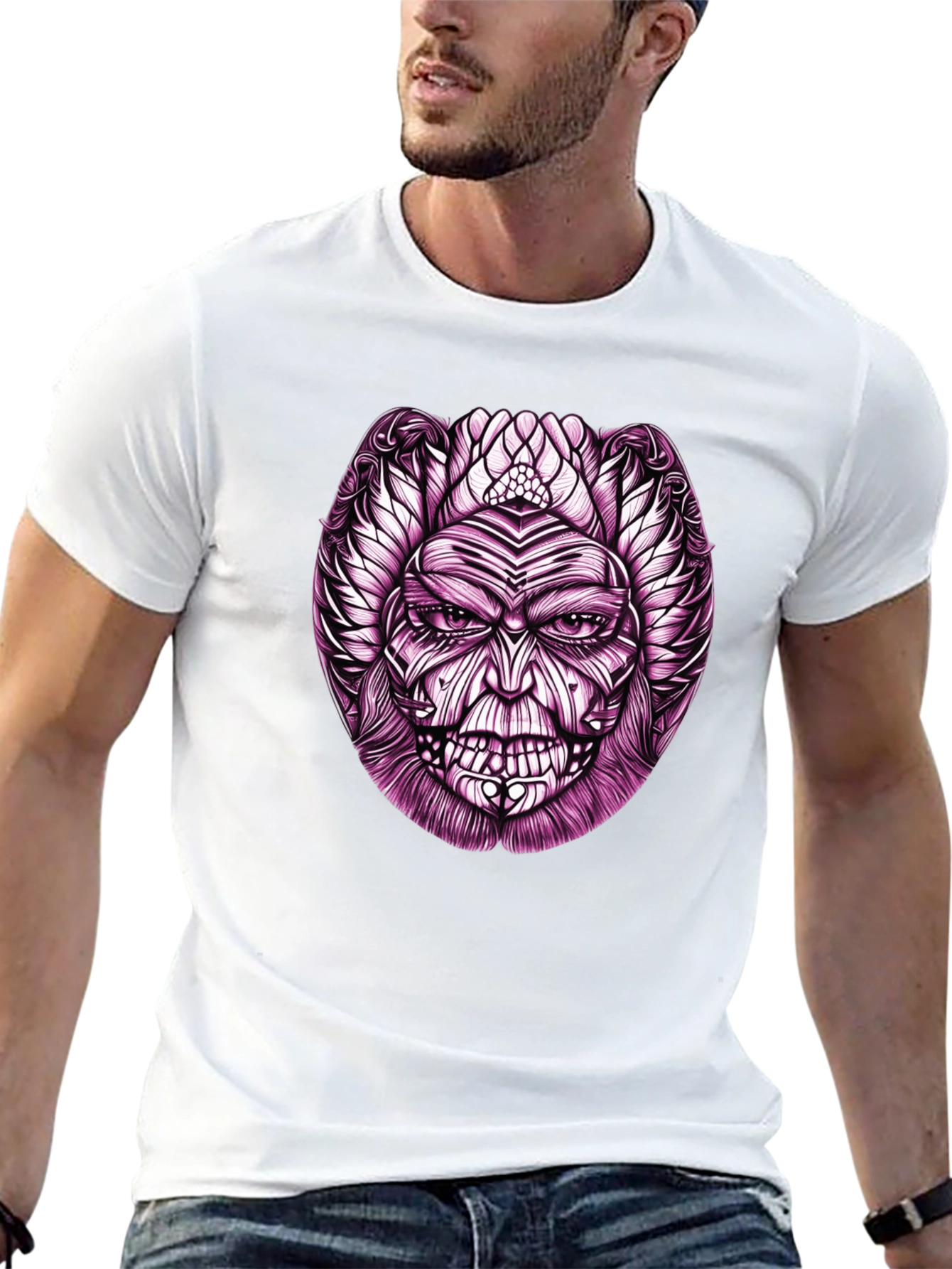 Mens Graphic Tee - Mystic Mask Design