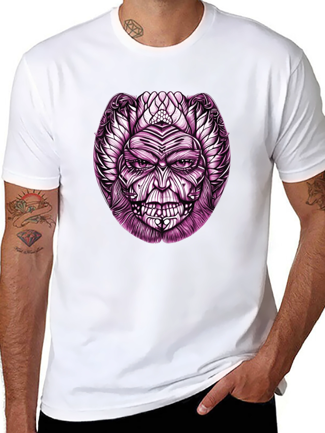Mens Graphic Tee - Mystic Mask Design