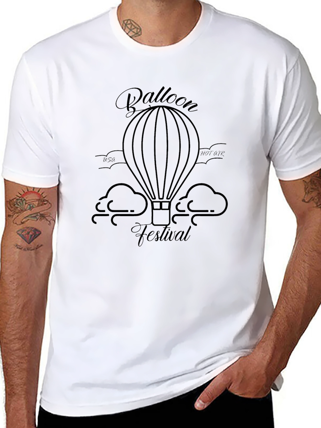 Balloon Festival Graphic Tee - Black Casual Shirt