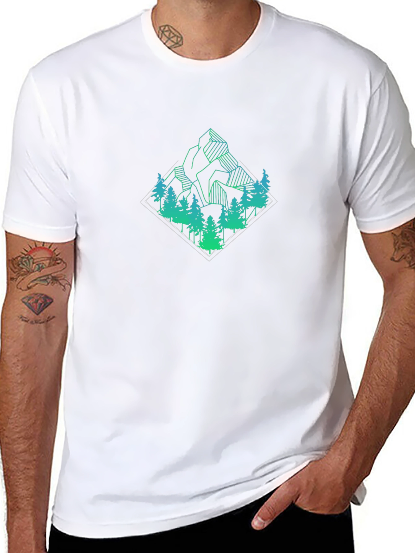 Mountain Forest Graphic Tee - Black
