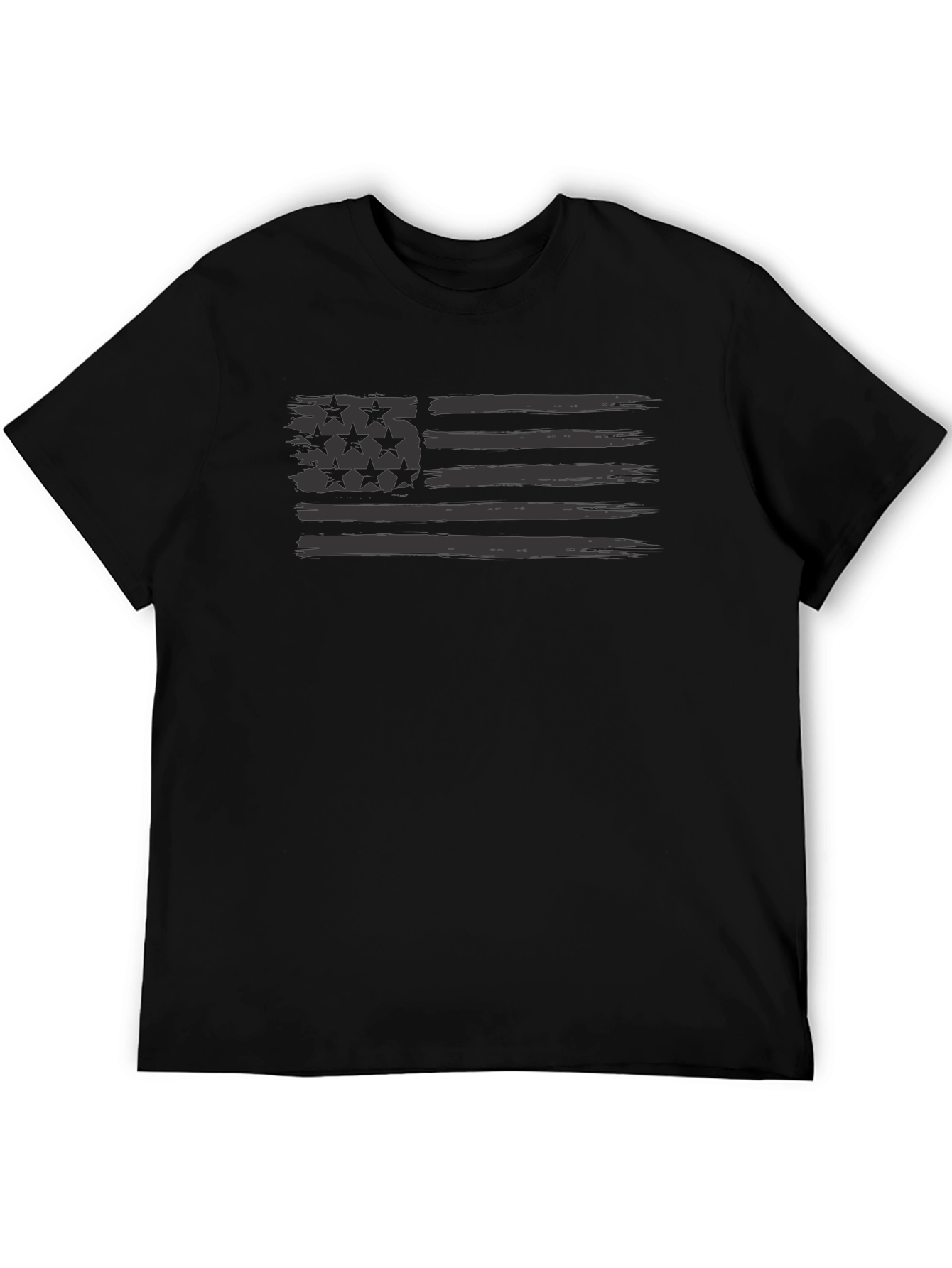 Distressed American Flag Graphic T-Shirt - Black