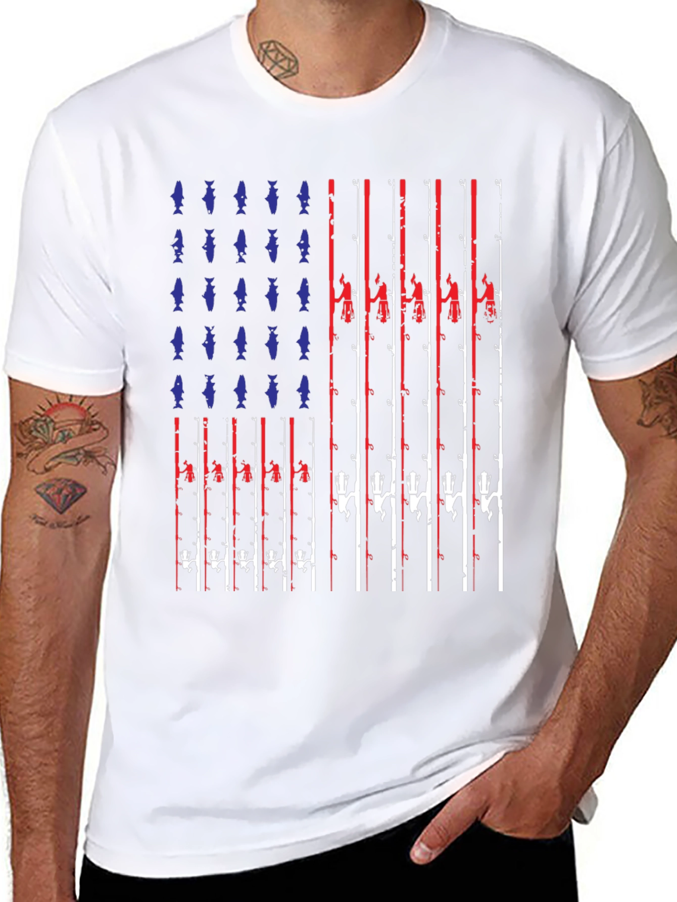 American Flag Fishing T-Shirt - Patriotic Angler